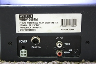 USED RV WELDEX WRDV-3067M 7 INCH B/W MOTORIZED REAR VIEW SYSTEM FOR SALE