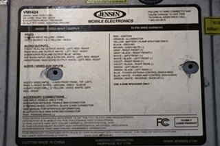 USED RV/MOTORHOME JENSEN NAVIGATION MULTIMEDIA RECEIVER VM9424 FOR SALE